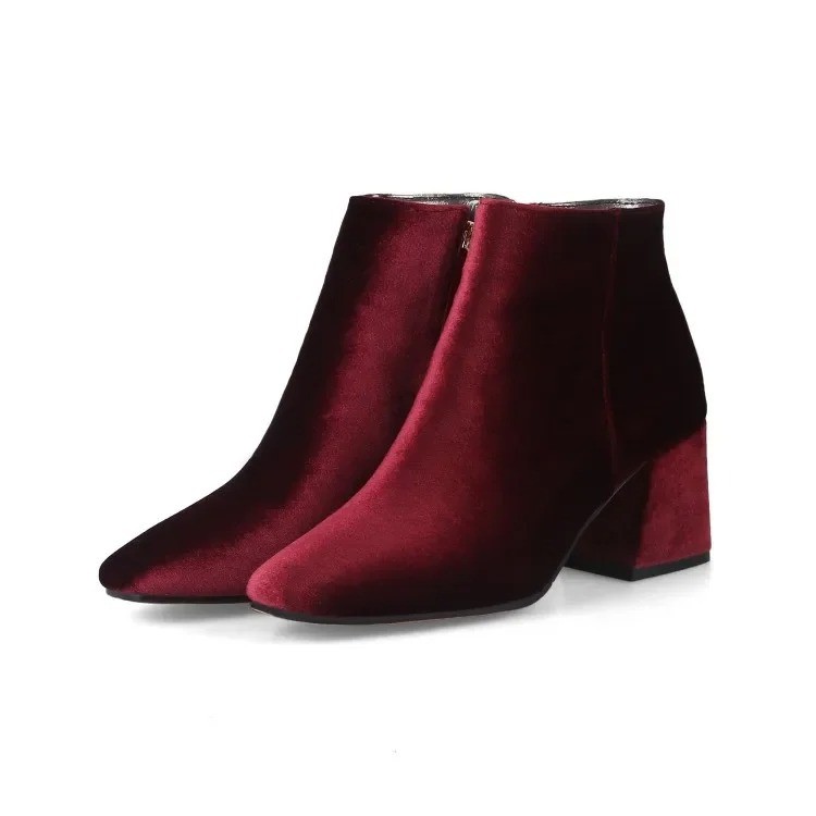 Heidi-Mode | Elegante Stiefeletten mit Quadratzehen und Hohem Absatz Damen Stiefeletten