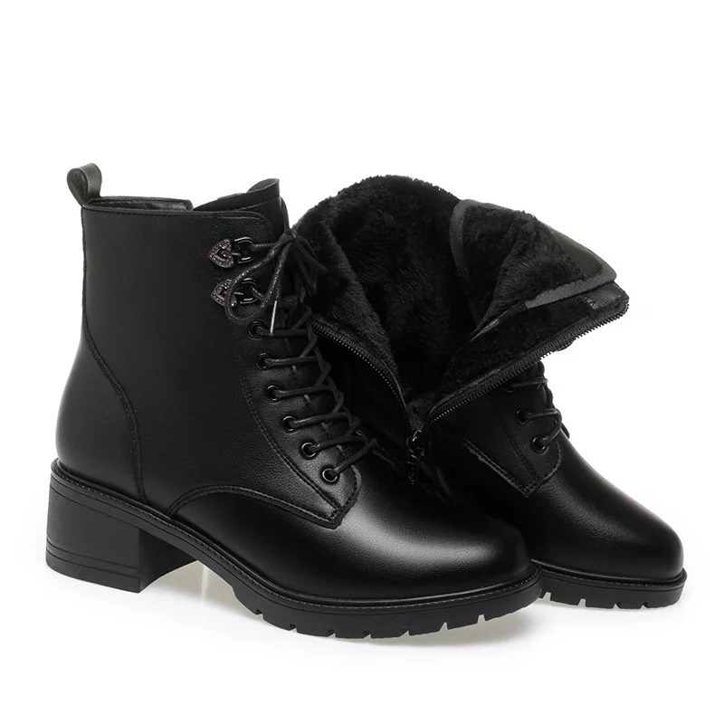 Heidi-Mode | Damenstiefel mit Schnalle und Nieten Design Stabiler Absatz