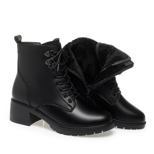 Heidi-Mode | Damenstiefel mit Schnalle und Nieten Design Stabiler Absatz
