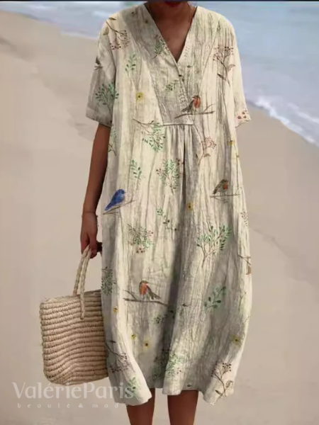 Heidi-Mode | Lässiges Kleid mit Floralem Druck aus Atmungsaktivem Baumwollstoff
