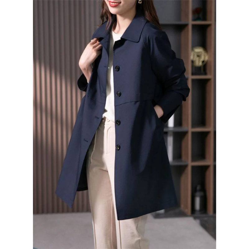 Heidi-Mode | Stylischer Einreihiger Kurzer Trenchcoat für Damen