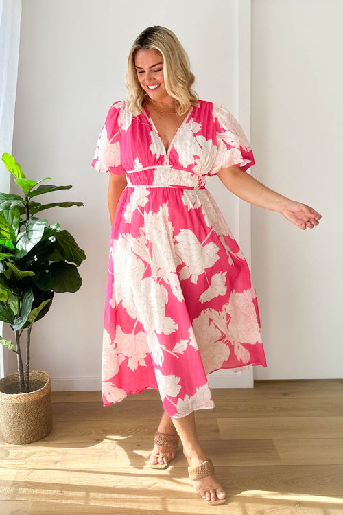 Heidi-Mode | Real Love Print Puffärmel Maxi Kleid