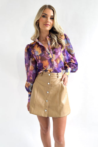 Heidi-Mode | All About You Print Knöpfen Langarm Oberteil