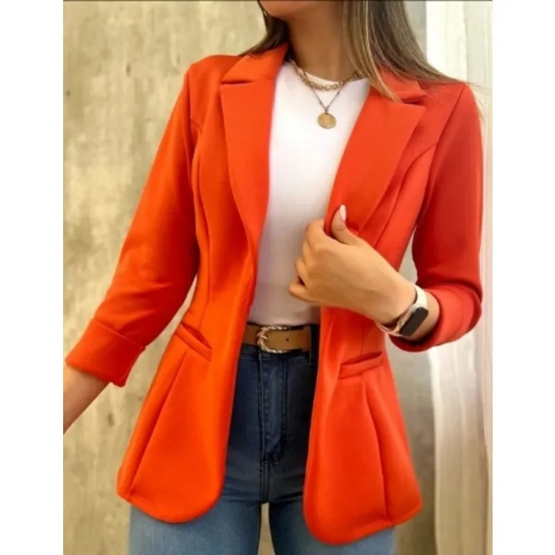Heidi-Mode | Langer Damen Blazer mit Slim Fit und Aufgerollten Ärmeln