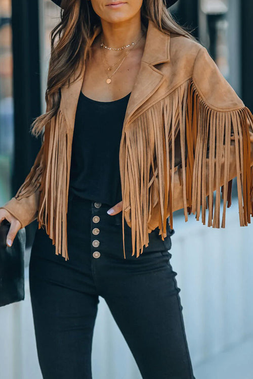Heidi-Mode | At Your Best Fransenkante Faux Suede Shacket