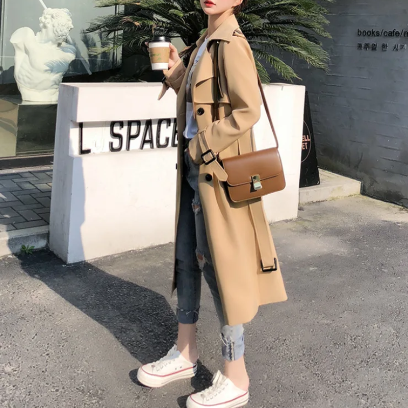 Heidi-Mode | Klassischer Langer Trenchcoat für Frauen Stilvoller Trenchcoat Damen