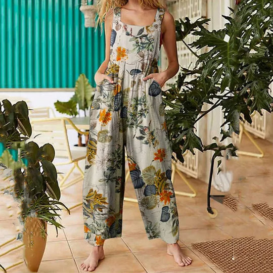 Quadratischer Ausschnitt Overall mit Sommerlichem Print