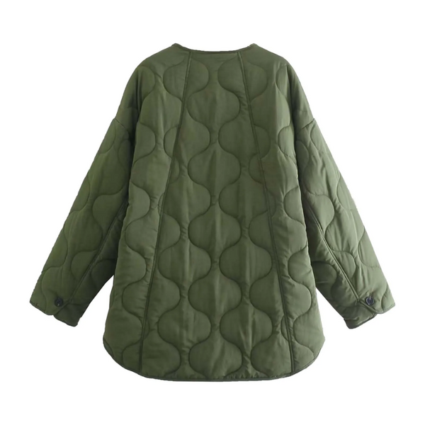 Heidi-Mode | Lässige Rundhals-Steppjacke mit Karomuster und großen Taschen Ideal für Herbst/Winter