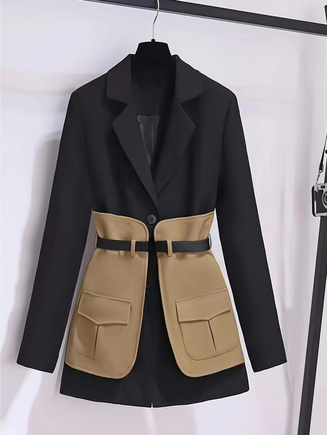 Heidi-Mode | Eleganter, Französisch Inspirierter Trenchcoat Mit Farbblock, Britischem Stil Und Polyesterstoff Für Damen Perfekt Für Legere Tage
