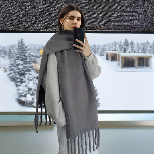 Heidi-Mode | Elegante Flauschige Dicke Schal mit Quasten für Damen