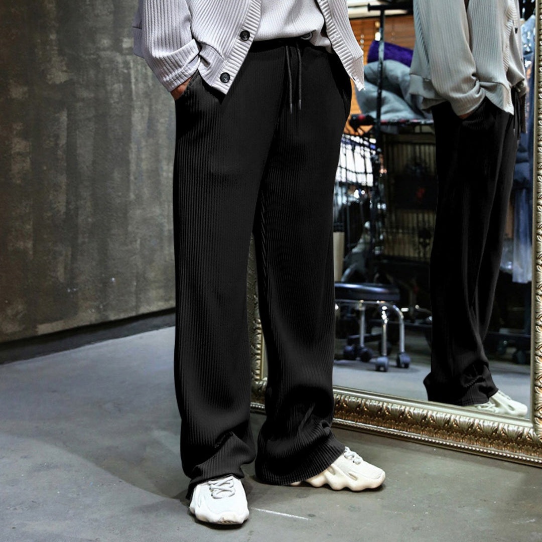 Heidi Mode | Dropping Gestreifte Hose mit hoher Taille und weitem Bein