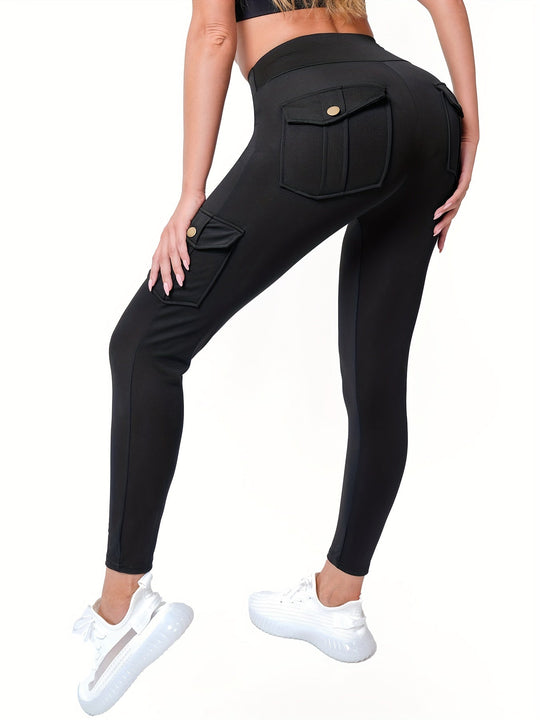 Heidi-Mode | Modische Stretch Yoga Legging mit Hoher Taille und Mehreren Taschen