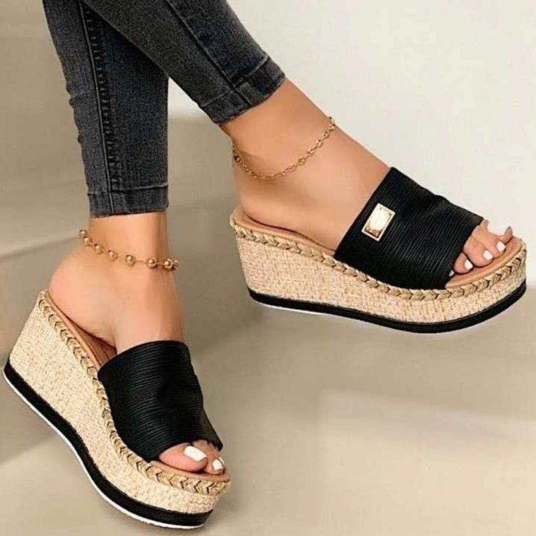 Heidi-Mode | Pu Leder Offene Zehen Sandalen