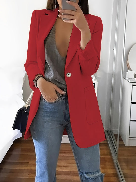Heidi-Mode | Eleganter Business Longblazer mit Knopfleiste für Damen Chic & Ideal für Alle Jahreszeiten