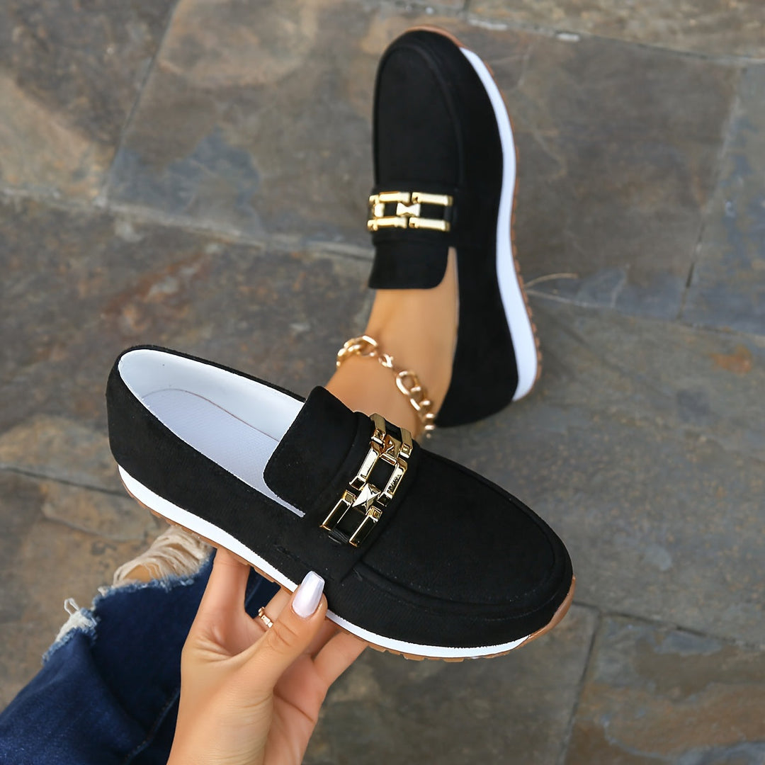 Heidi-Mode | Lässig Loafers mit Ketten Dekoration