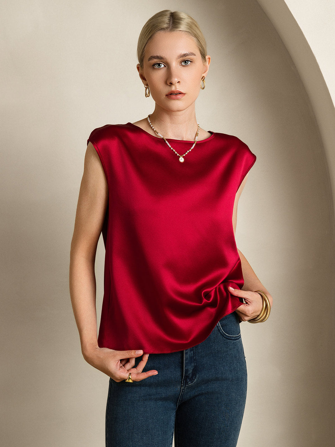 Heidi-Mode | Seiden Kapuze Ärmel Bluse
