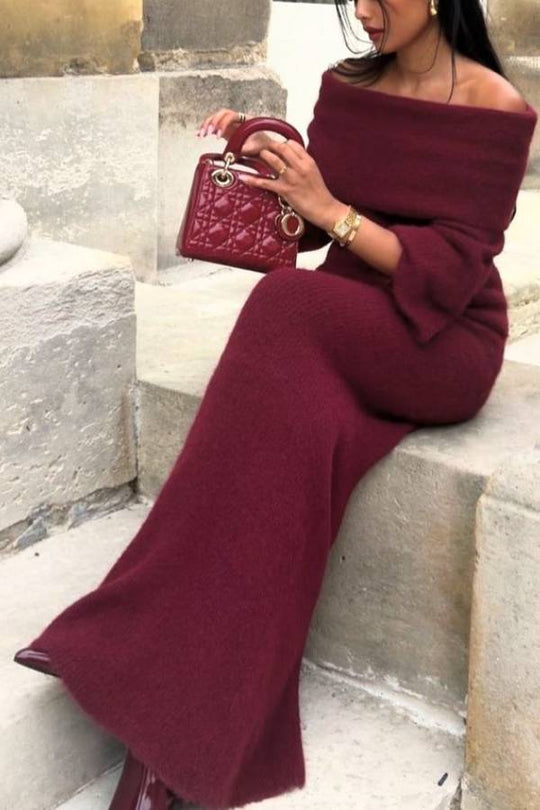 Heidi-Mode | Charlotte Strick Bardot Hals Off Shoulder Langarm Lässiger Pullover