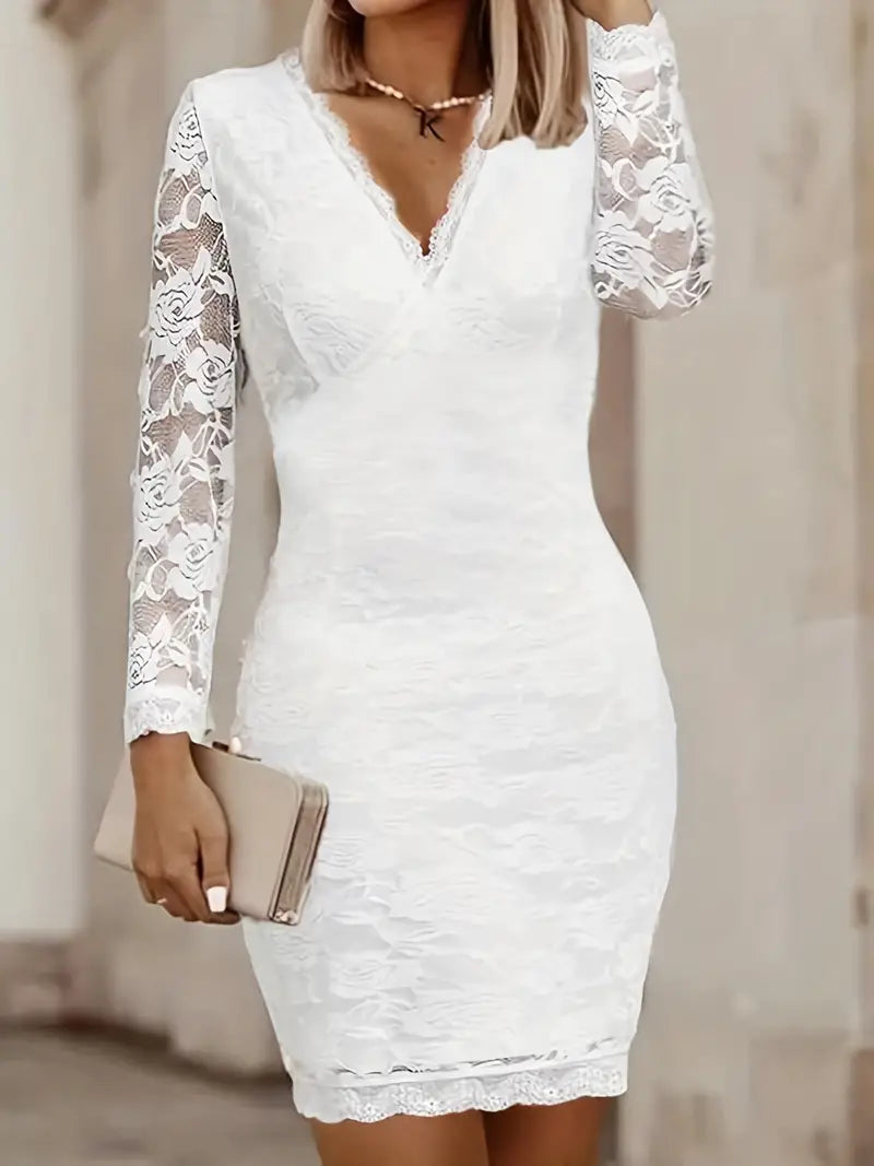 Heidi-Mode | Elegantes Blond Bodycon Kleid mit V-Ausschnitt