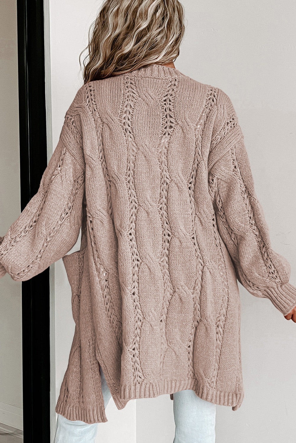 Heidi-Mode | Kabelstrick Fallendes Schulter Cardigan