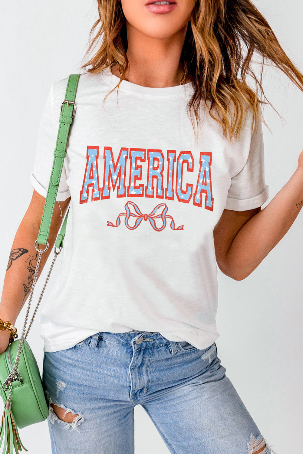 Heidi-Mode | AMERICA Rundhalsausschnitt Kurzarm-T-Shirt