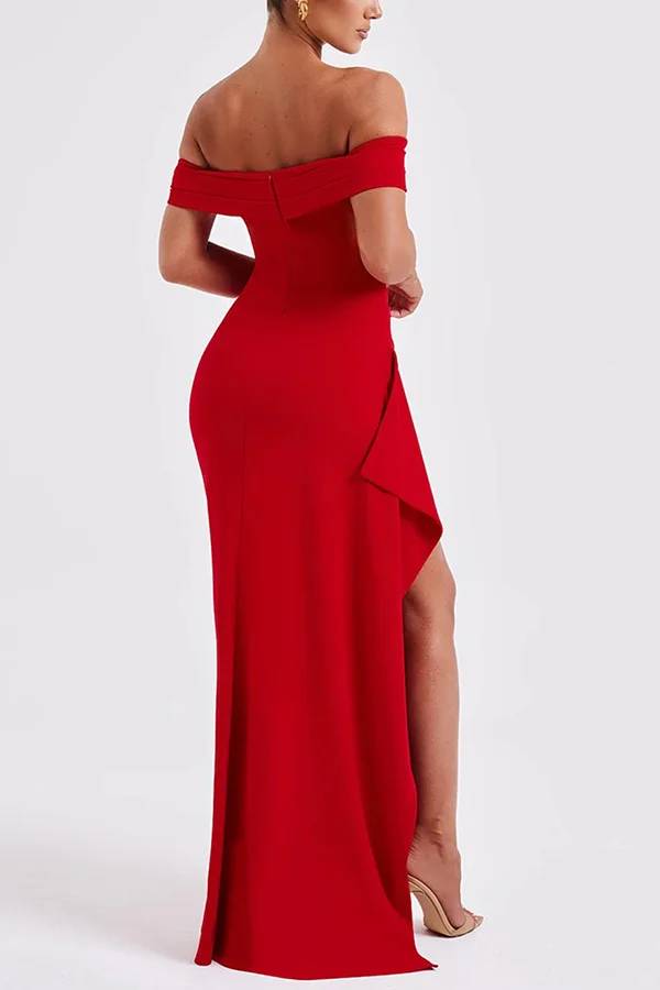 Heidi-Mode | Sexy Lady Off Shoulder Hoher Schlitz Maxi Kleid