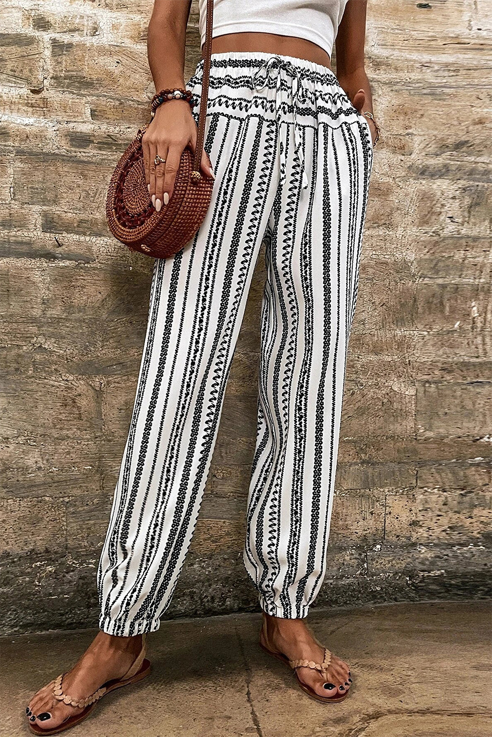 Gestreift Boho Gestreifte Print Casual Pants