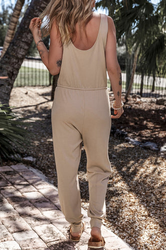 Heidi-Mode | Kordelzug Notched Breite Träger Jumpsuit