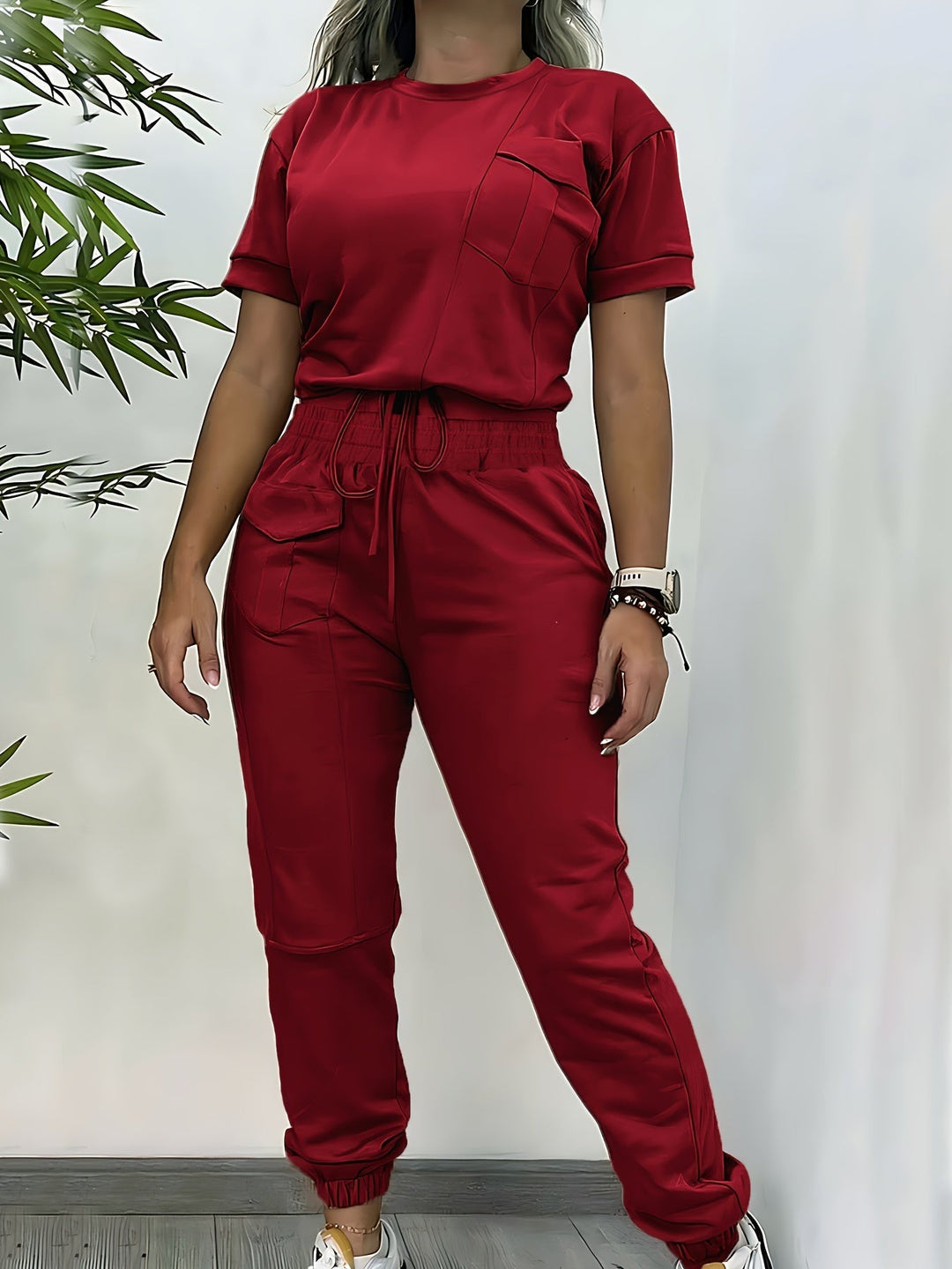 Heidi-Mode - Lässiges Herbst Zweiteiliges Jogger und Top Set für Frauen