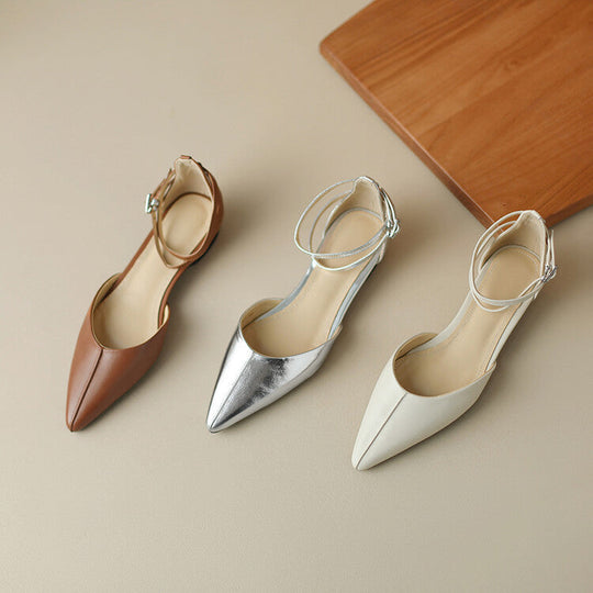 Heidi-Mode | Cross Buckle Hollow Pumps Leder