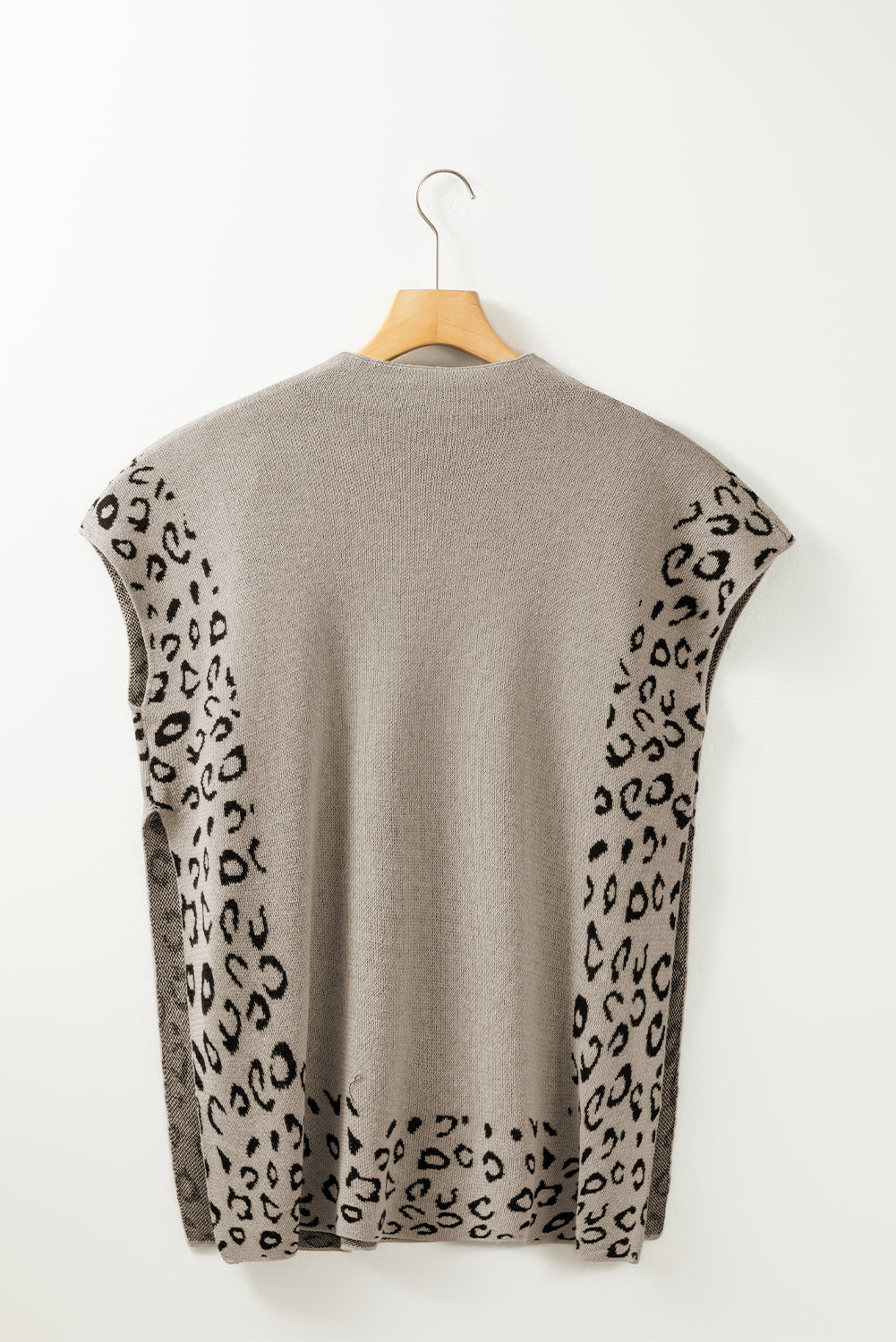 Leopardenbesatz Hochgeschlossener Kurzarmpullover