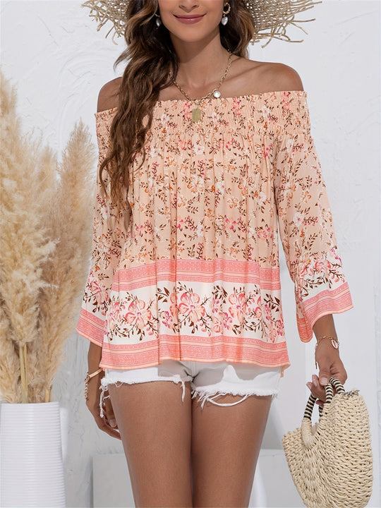 Heidi-Mode | Schulterfreie Bluse mit Blumenmuster für Damen