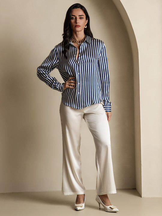 Heidi-Mode | Damen Seiden Basis Militär Revers Hemd