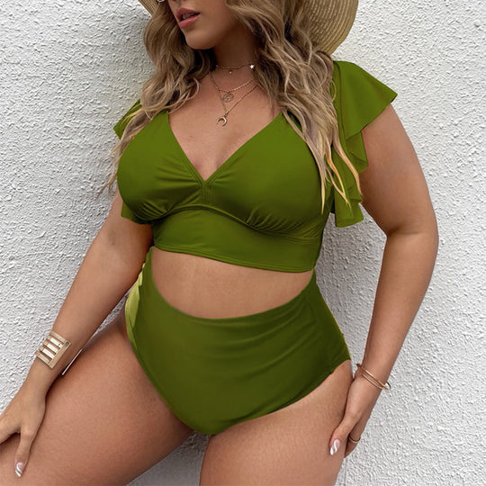 Heidi Mode | Großer Badeanzug mit Rüschendruck und hoher Taille