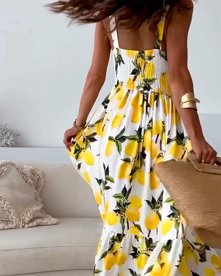 Heidi-Mode | Riemchenkleid mit Zitronendruck