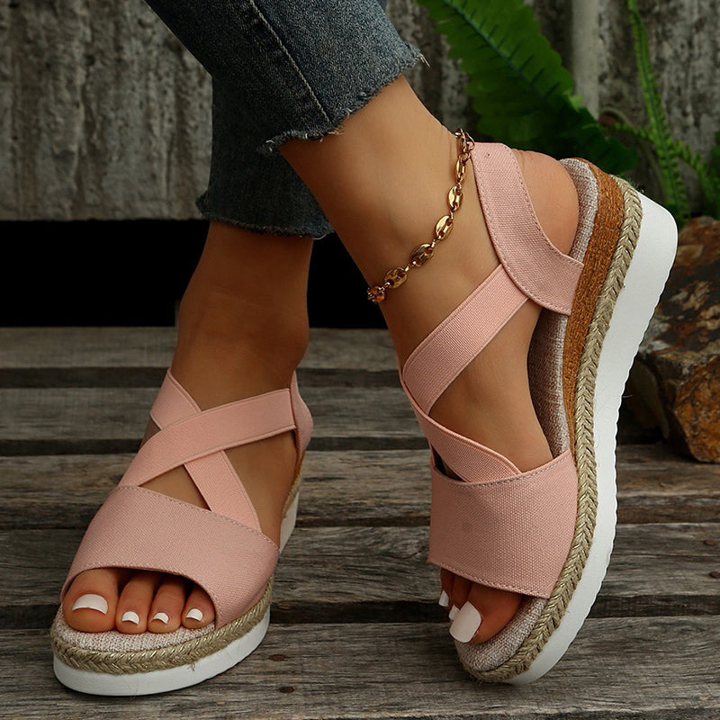 Heidi-Mode | Keilsandalen Kreuzriemen Plateau Gladiator