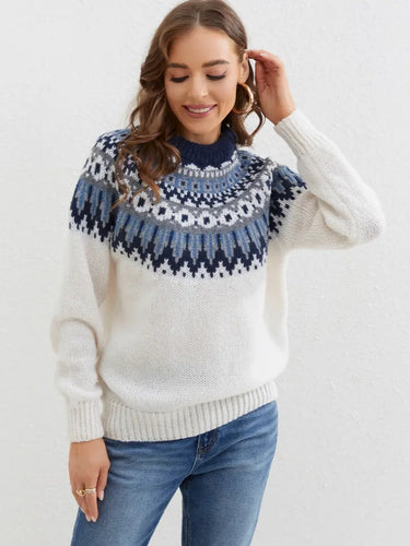 Bequemer warmer Pullover mit Rundhalsausschnitt