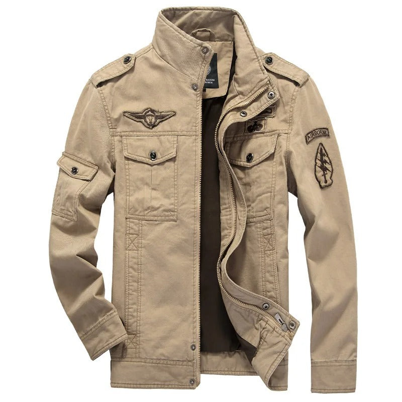 Heidi-Mode | Langärmelige Reißverschluss Militärisch Inspiriert Jacke mit Taschen