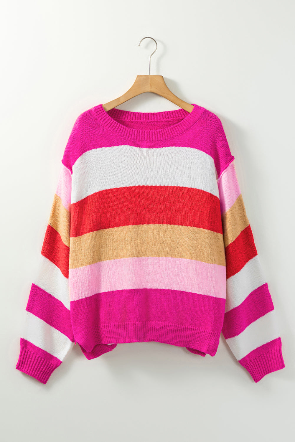 Roter Mix Horizon Stripes Pullover Mit Dolman-Ärmeln