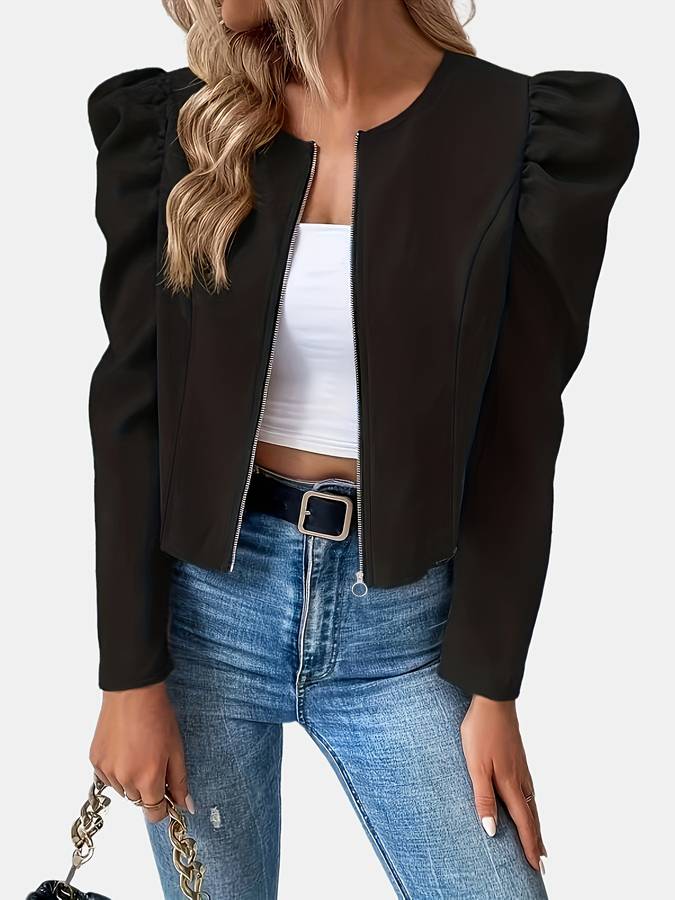 Heidi-Mode | Jacke mit Gepufften Ärmeln und Reißverschluss
