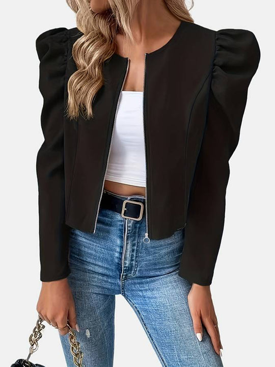 Heidi-Mode | Jacke mit Gepufften Ärmeln und Reißverschluss
