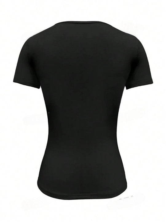 Heidi-Mode | Rundhalsausschnitt Kurzarm T-Shirt