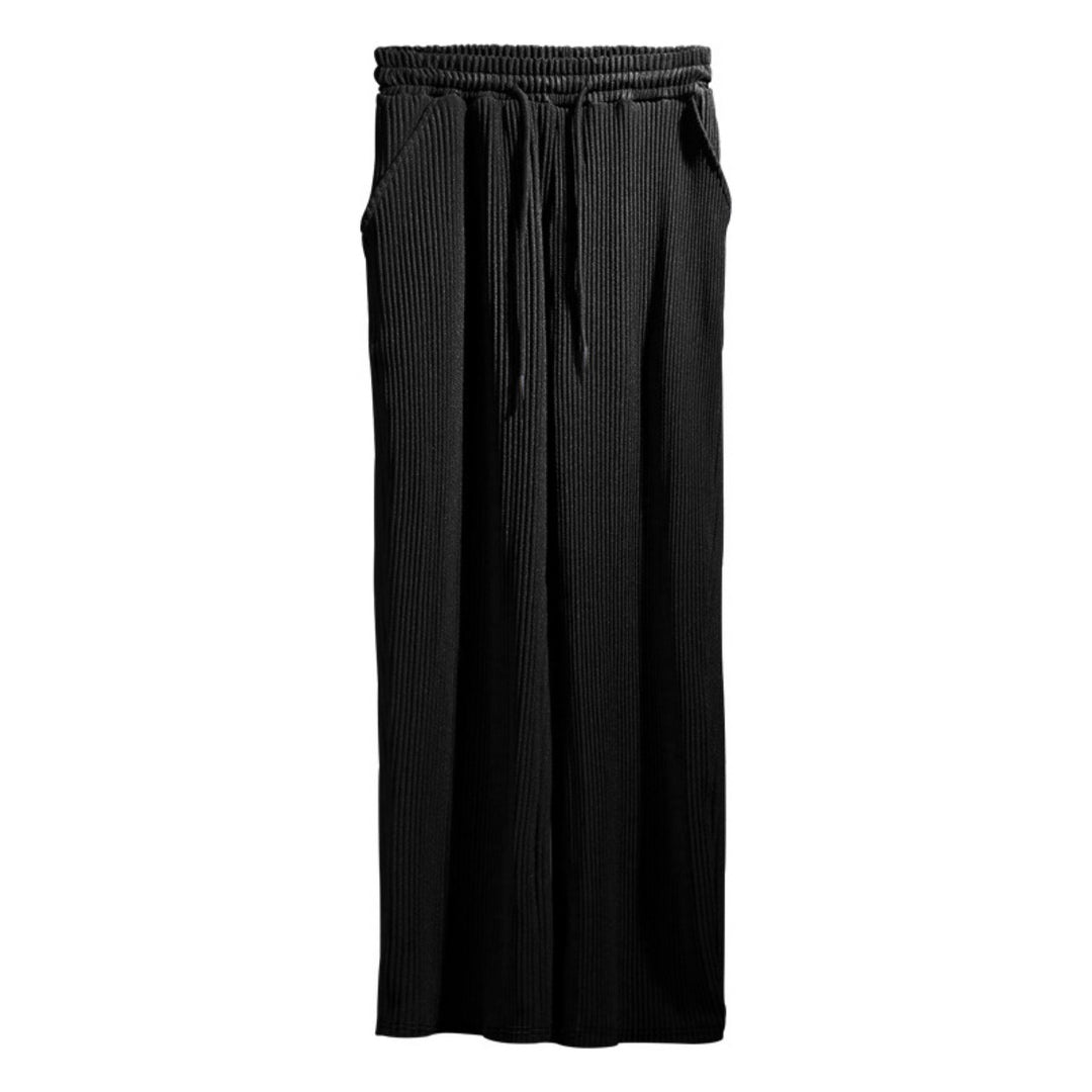 Heidi Mode | Dropping Gestreifte Hose mit hoher Taille und weitem Bein