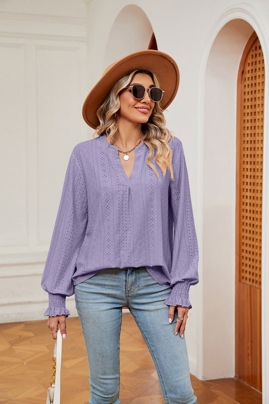 Heidi-Mode | Notchkragen Volant Ärmel Bluse