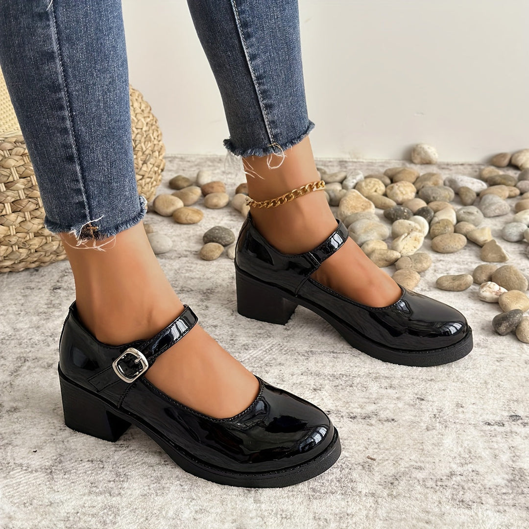 Heidi-Mode | Elegante Mary Jane Pumps mit Bequemem Blockabsatz