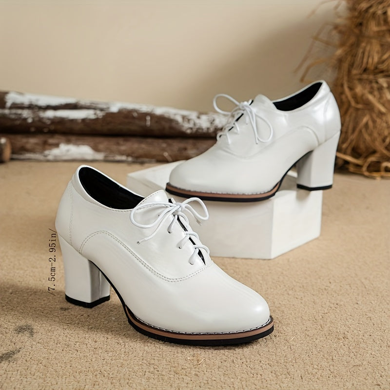 Heidi-Mode | Elegante Damenschuhe mit Dicken Absätzen und Schnürsenkeln