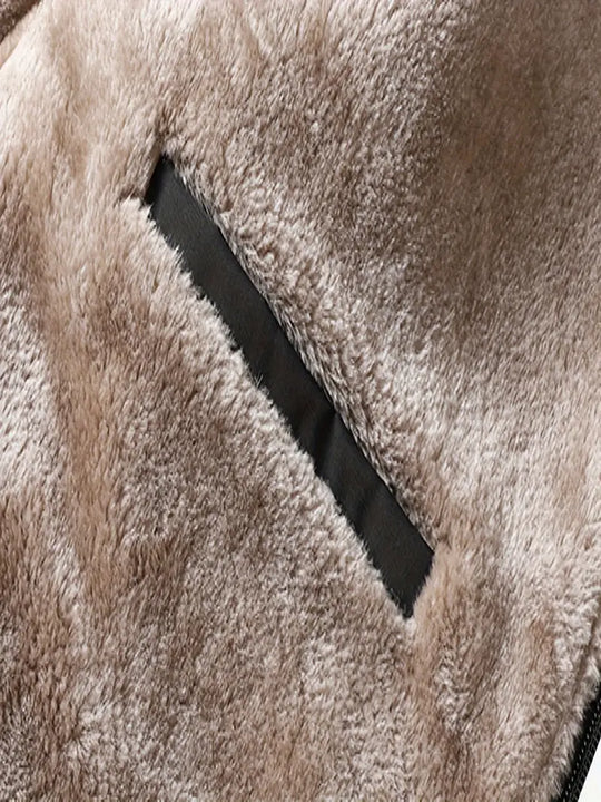 Heidi-Mode - Herren warme Fleecejacke mit Kapuze - winddichte Jacke mit Reißverschlusstaschen für Herbst und Winter