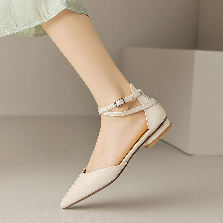 Heidi-Mode | Cross Buckle Hollow Pumps Leder