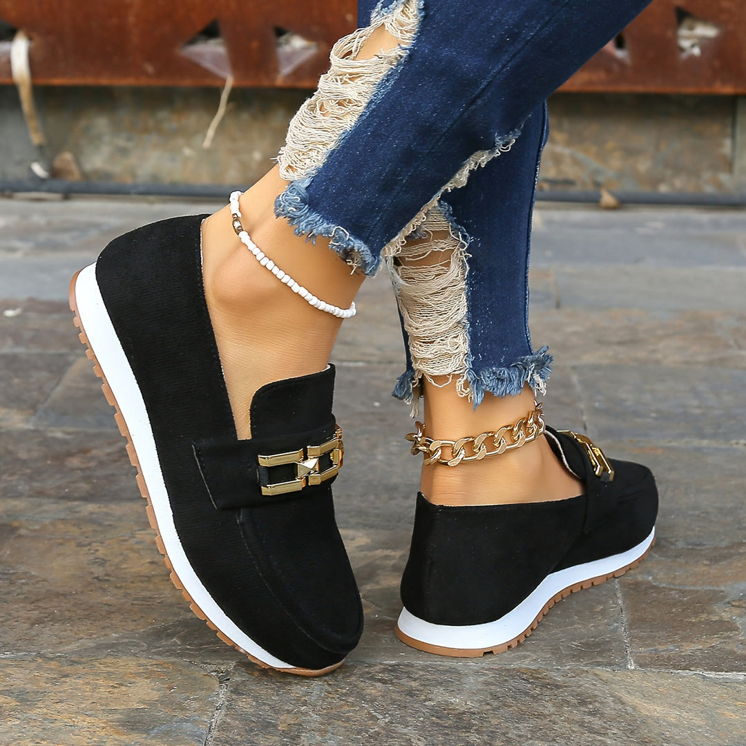 Heidi-Mode | Lässig Loafers mit Ketten Dekoration