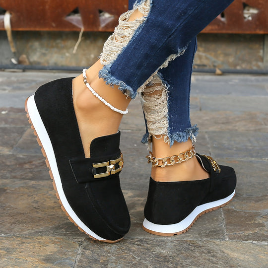 Heidi-Mode | Lässig Loafers mit Ketten Dekoration