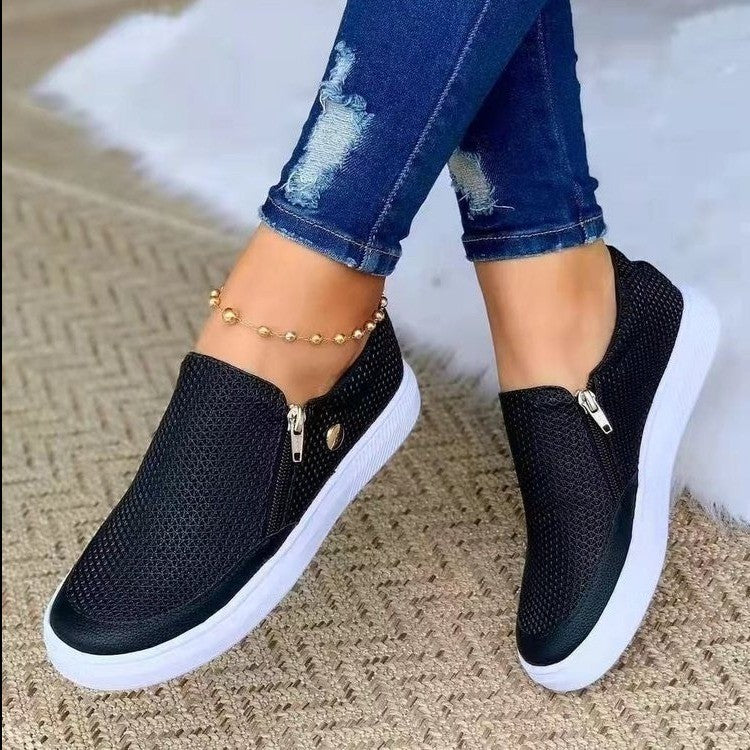 Heidi-Mode | Modische Sportliche Damen Sneaker mit Reißverschluss